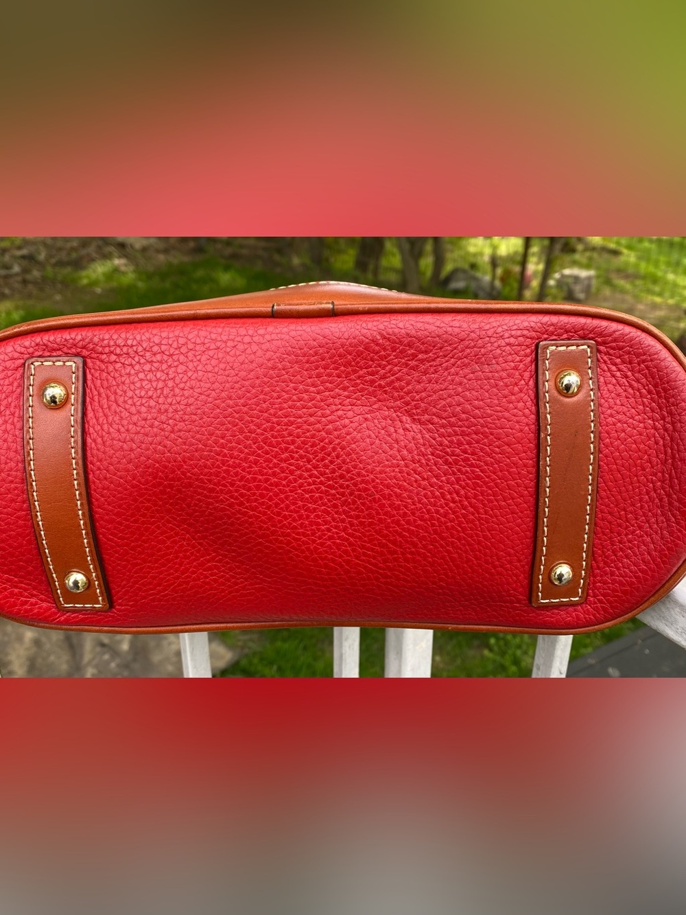 Dooney & Bourke Red Pebbled Leather Satchel Top Handle Bag Crossbody Strap - Picture 6 of 10